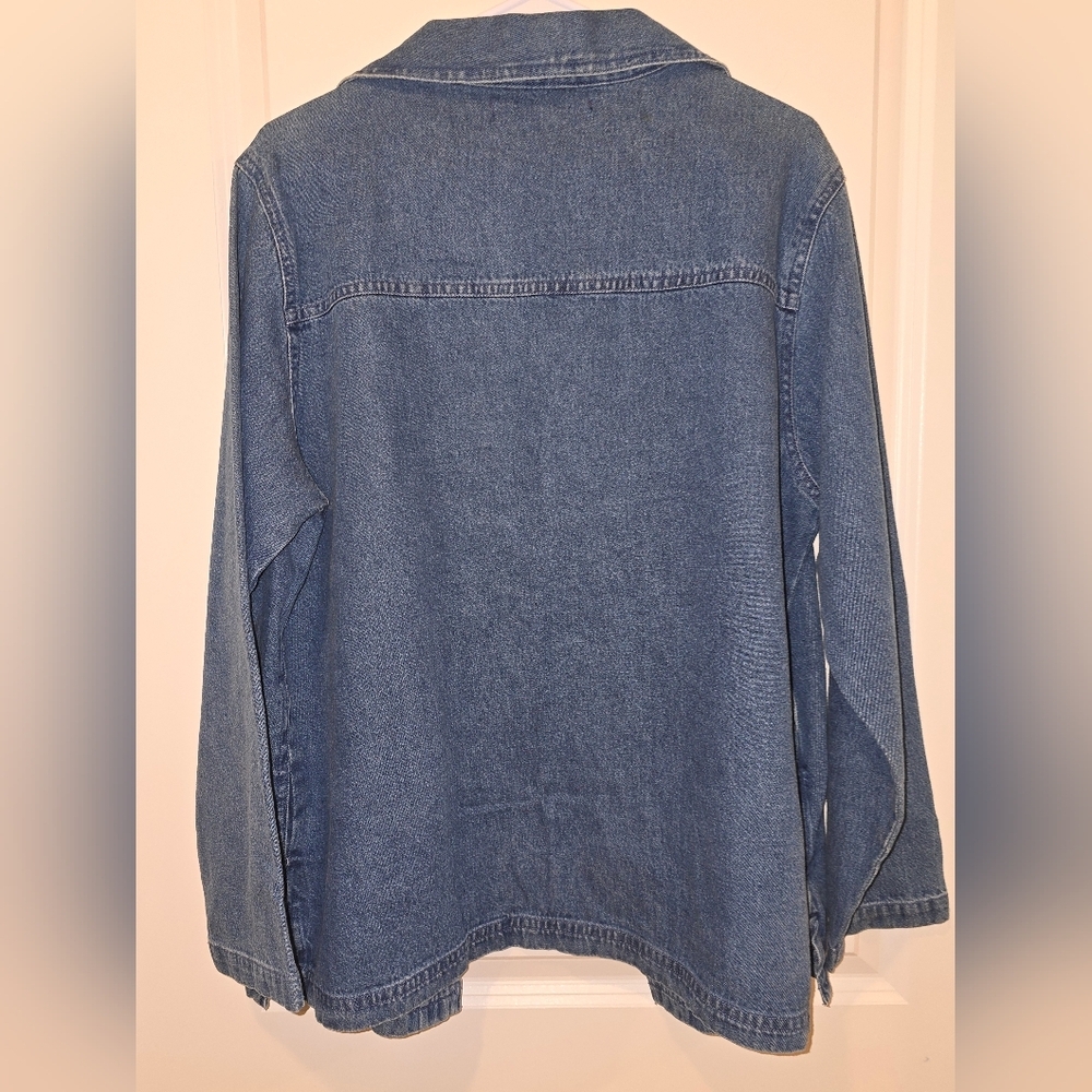 Vintage Tudor Court Womans Jean Jacket Large Embroidered Floral - Picture 6 of 7